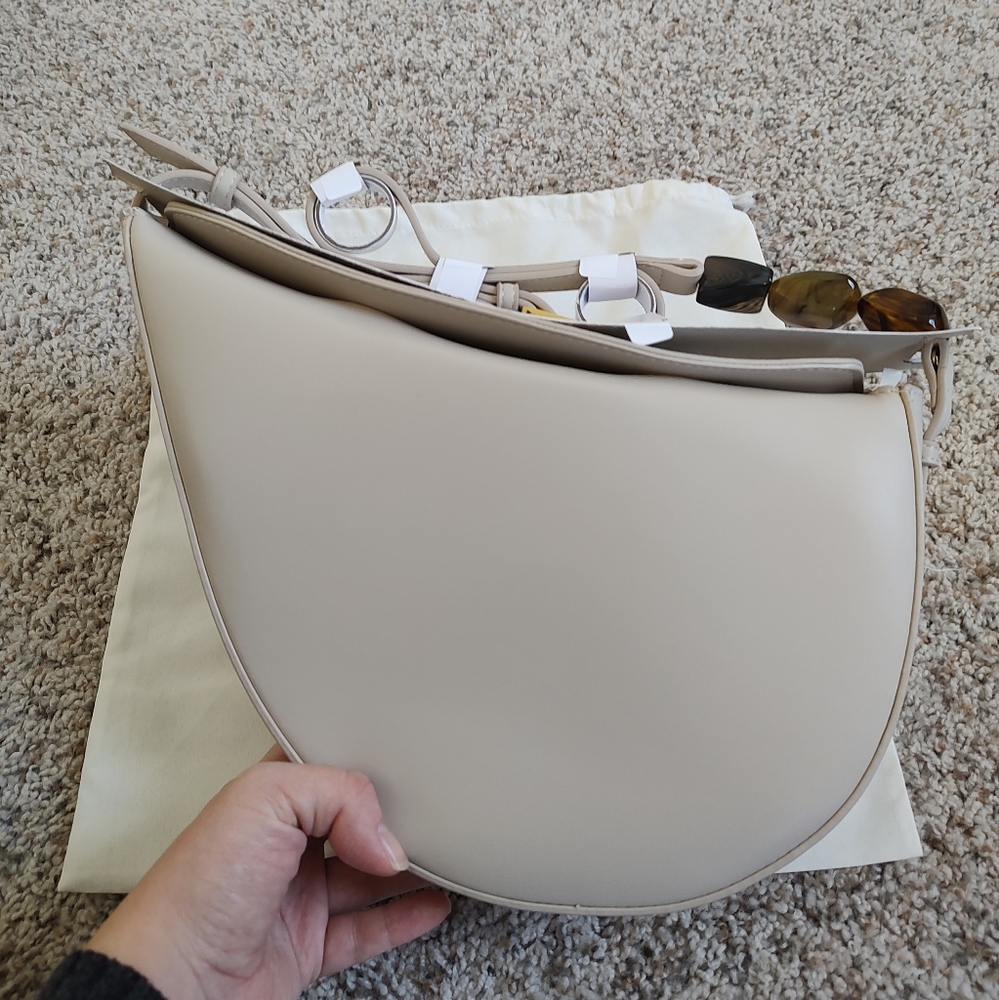 ZARA NWT Chic Beige BEADED ASYMMETRICAL CROSSBODY BAG - Picture 12 of 12
